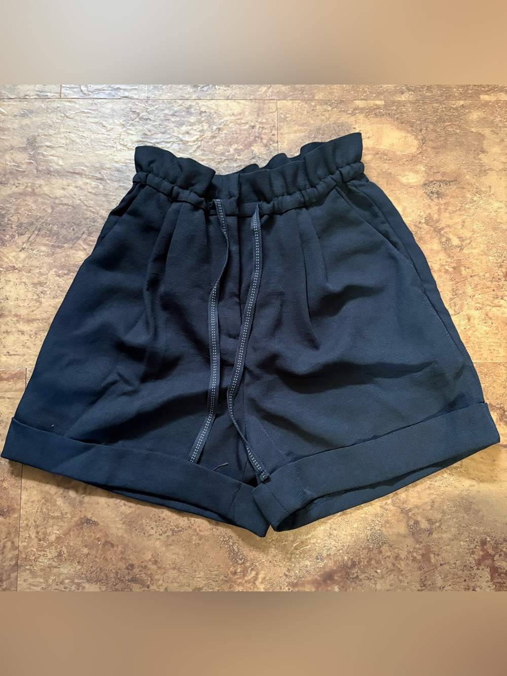 Wilfred Black High-Waist Paperbag Shorts